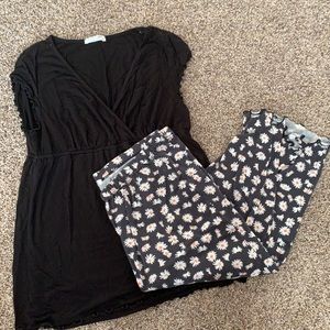 Ekouaer Daisy Print Nursing Maternity Pajamas